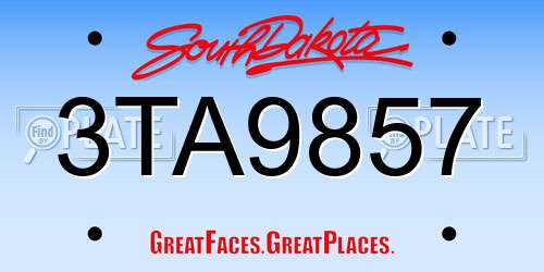 3TA9857 South Dakota License Plate