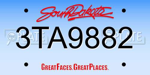 3TA9882 South Dakota License Plate
