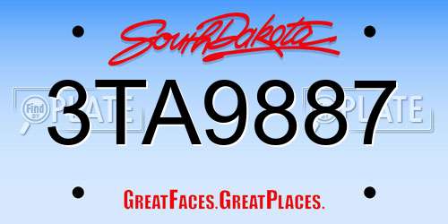 3TA9887 South Dakota License Plate