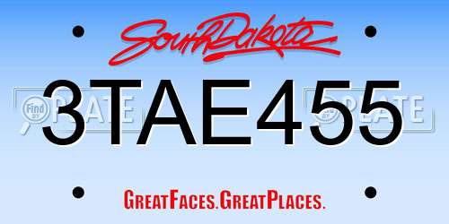 3TAE455 South Dakota License Plate