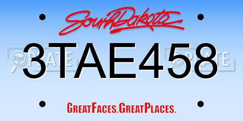 3TAE458 South Dakota License Plate