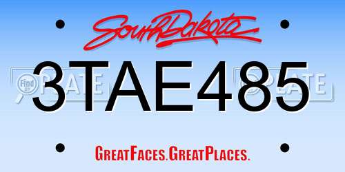 3TAE485 South Dakota License Plate