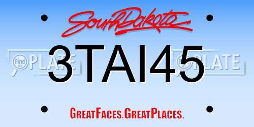 3TAI45 South Dakota License Plate