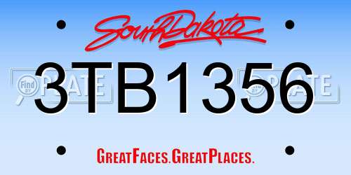3TB1356 South Dakota License Plate