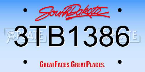 3TB1386 South Dakota License Plate