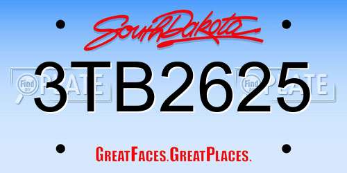 3TB2625 South Dakota License Plate