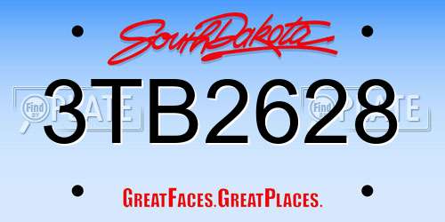 3TB2628 South Dakota License Plate