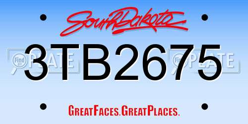 3TB2675 South Dakota License Plate