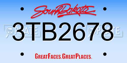 3TB2678 South Dakota License Plate