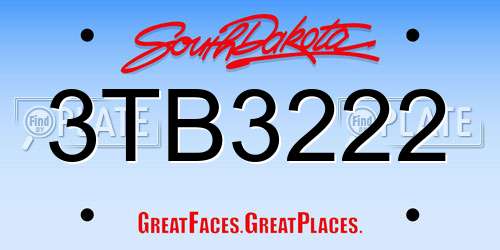 3TB3222 South Dakota License Plate
