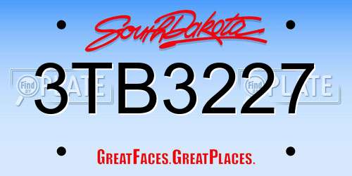 3TB3227 South Dakota License Plate
