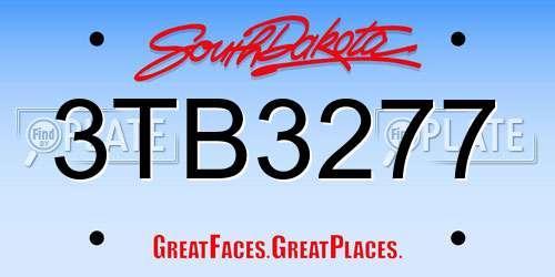 3TB3277 South Dakota License Plate