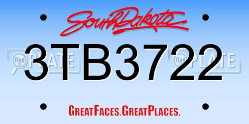 3TB3722 South Dakota License Plate