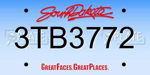 3TB3772 South Dakota License Plate