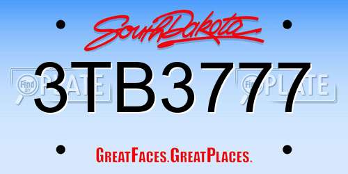 3TB3777 South Dakota License Plate