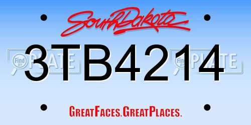 3TB4214 South Dakota License Plate