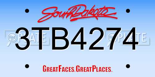 3TB4274 South Dakota License Plate