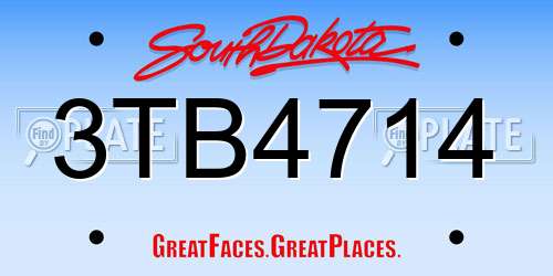 3TB4714 South Dakota License Plate