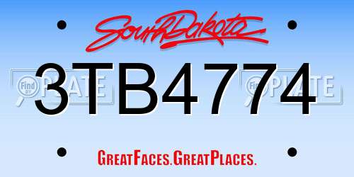 3TB4774 South Dakota License Plate