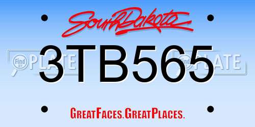 3TB565 South Dakota License Plate