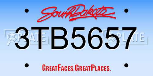 3TB5657 South Dakota License Plate
