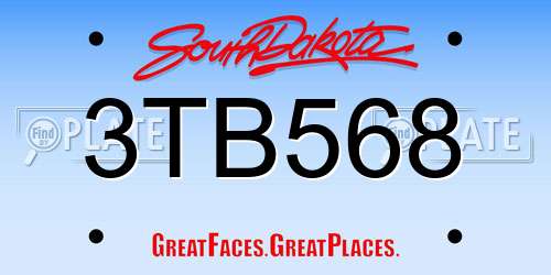 3TB568 South Dakota License Plate