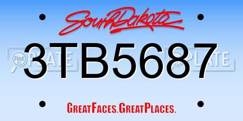 3TB5687 South Dakota License Plate