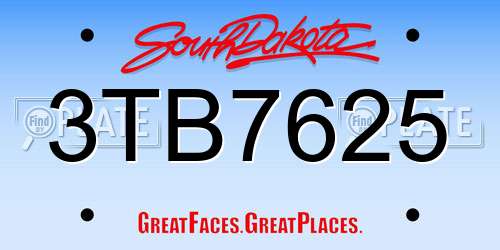 3TB7625 South Dakota License Plate