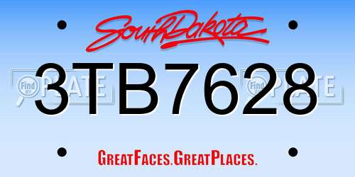 3TB7628 South Dakota License Plate