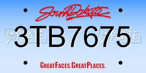 3TB7675 South Dakota License Plate