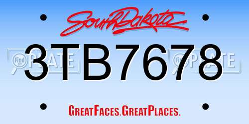 3TB7678 South Dakota License Plate
