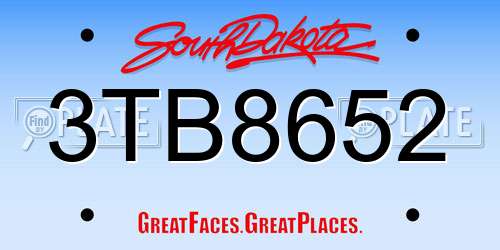 3TB8652 South Dakota License Plate