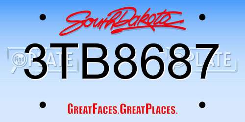 3TB8687 South Dakota License Plate