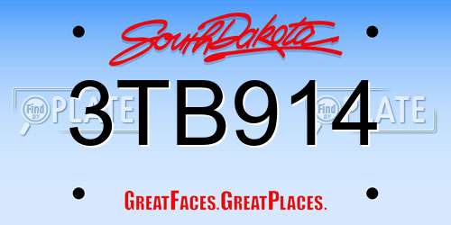 3TB914 South Dakota License Plate