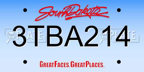 3TBA214 South Dakota License Plate