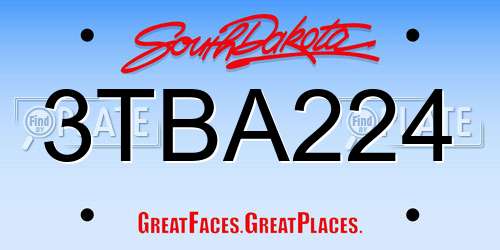 3TBA224 South Dakota License Plate