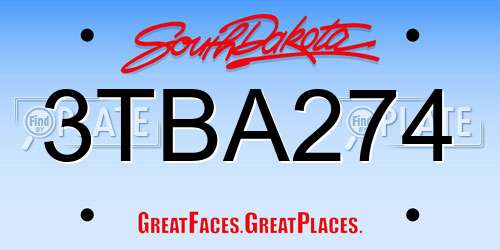3TBA274 South Dakota License Plate