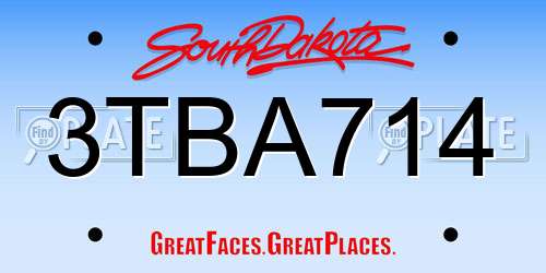 3TBA714 South Dakota License Plate