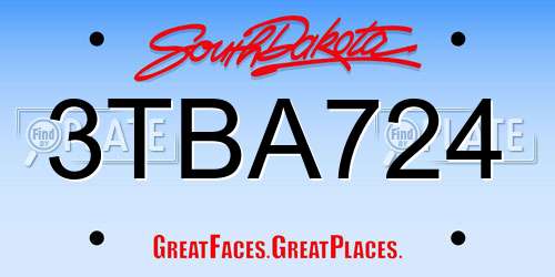 3TBA724 South Dakota License Plate