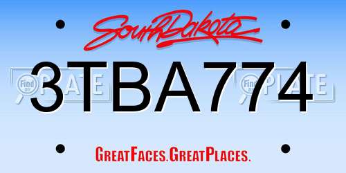3TBA774 South Dakota License Plate