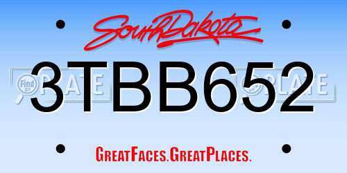 3TBB652 South Dakota License Plate