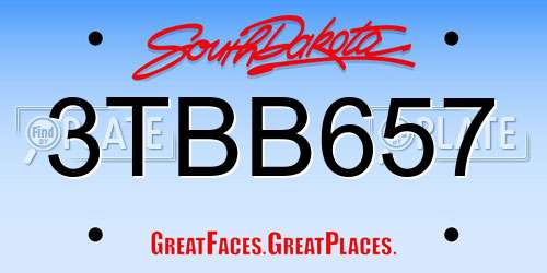 3TBB657 South Dakota License Plate