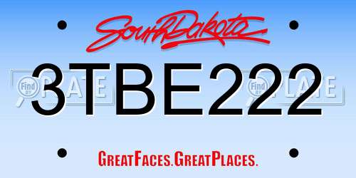 3TBE222 South Dakota License Plate