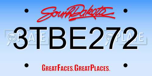 3TBE272 South Dakota License Plate