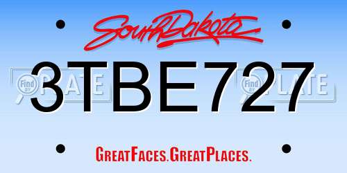 3TBE727 South Dakota License Plate