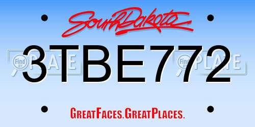 3TBE772 South Dakota License Plate