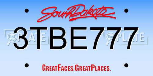 3TBE777 South Dakota License Plate