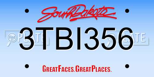 3TBI356 South Dakota License Plate
