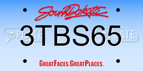 3TBS65 South Dakota License Plate