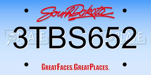 3TBS652 South Dakota License Plate